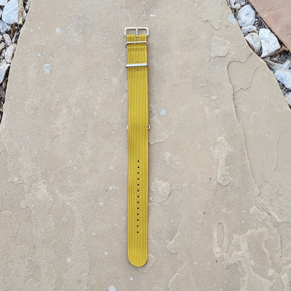 4 Ring Fabric Watch Strap Band Mustard 24mm